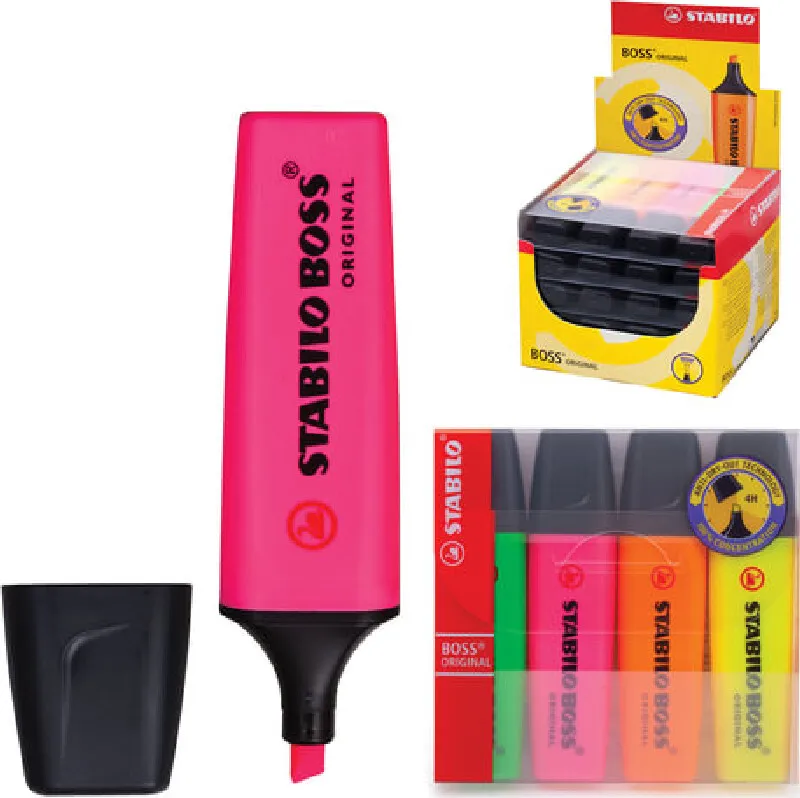 SET SETTINGS STABILO 4 PCS ASSORTED &quotBOSS" LINE 2-5MM 70/4 bright permanent multi-colored liquid goods for creativity stationery office and