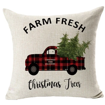 

1Pcs 45*45cm Christmas deer/car/letter Pattern Cotton Linen Throw Pillow Cushion Cover Car Home Sofa Decorative Pillowcase