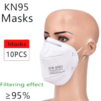 

10Pcs Reusable Mouth Face KN95 Mask 95% Filtration Non-woven Fabric Protective Masks for Dust Particles Pollution Ears wearing