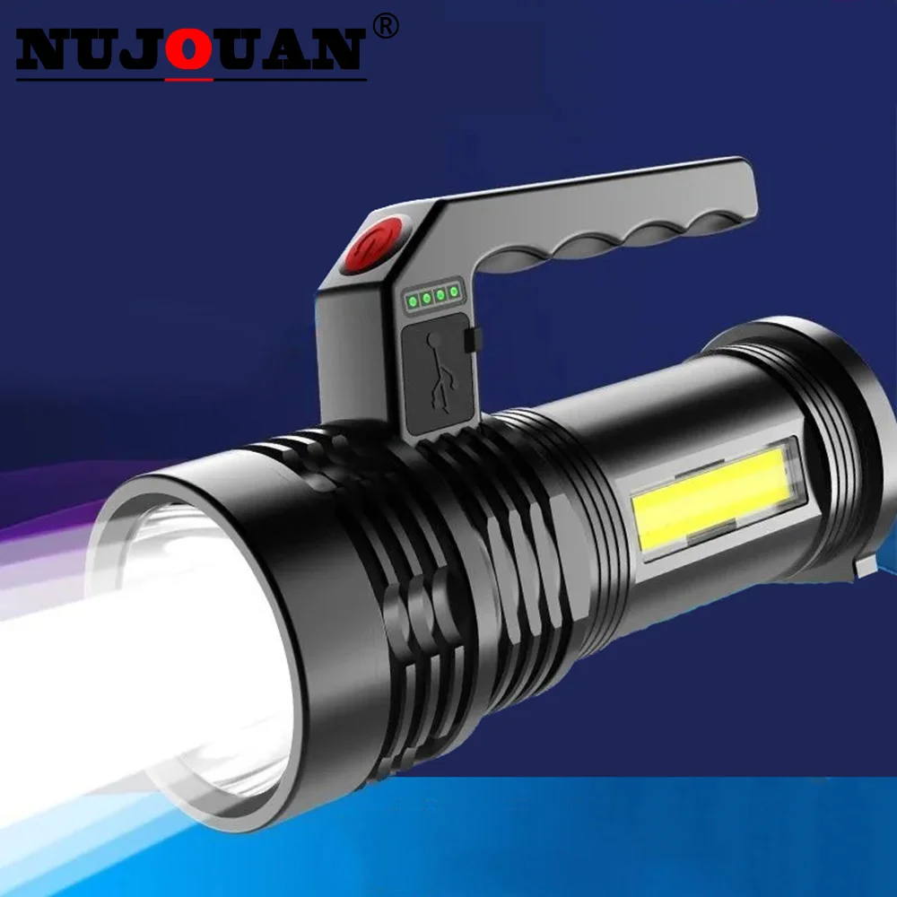 

Handheld Searchlight LED Camping Portable Lamp Strong Light Long-shot Rechargeable Built-in Battery Outdoor Lighting Flashlights