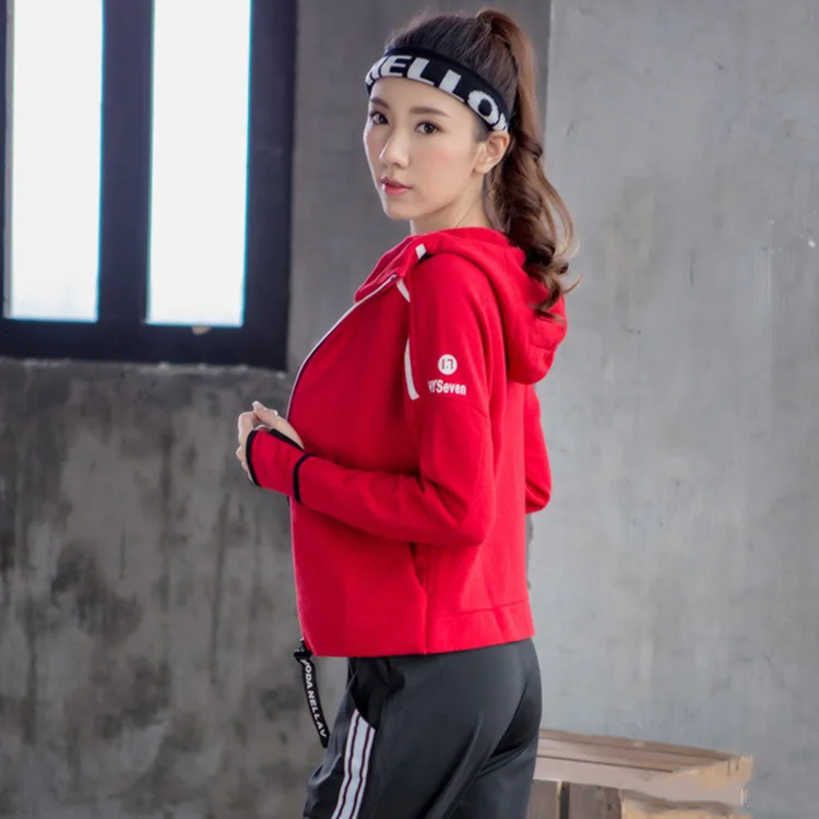 Женский осенне-зимний фитнес-костюм куртка для бега быстросохнущая куртка с длинным рукавом корейский свободный спортивный женский костюм