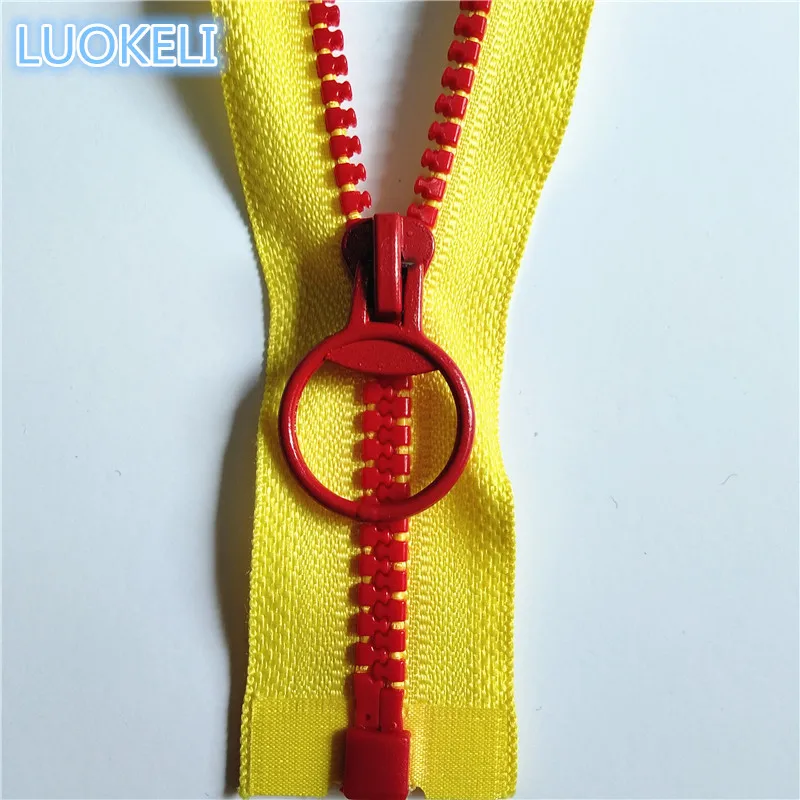 yellow 10 шт. контрастный цвет 40 см(16 дюймов) открытие 5# Смола молния тяговое кольцо молния голова DIY Швейные сумки аксессуары для одежды - Цвет: yellow