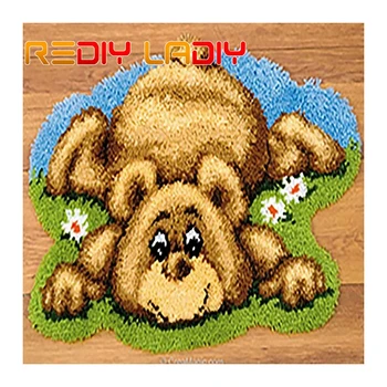 

Latch Hook Rug Kits Make Your Own Rug Cozy Bear Crocheting Cushion Mat DIY Carpet Rug Acrylic Yarn Printed Canvas Hobby & Crafts