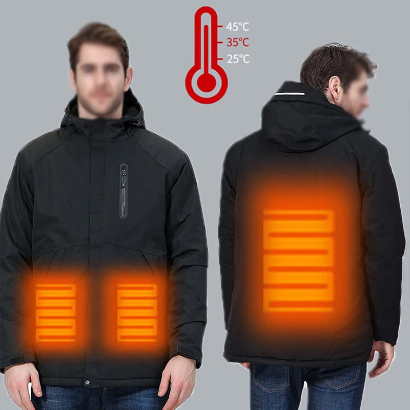 Пальто с капюшоном и электрическим подогревом с USB, куртка, зимний теплый нагревательный жилет, контроль температуры, дополнительный стиль, куртка для взрослых