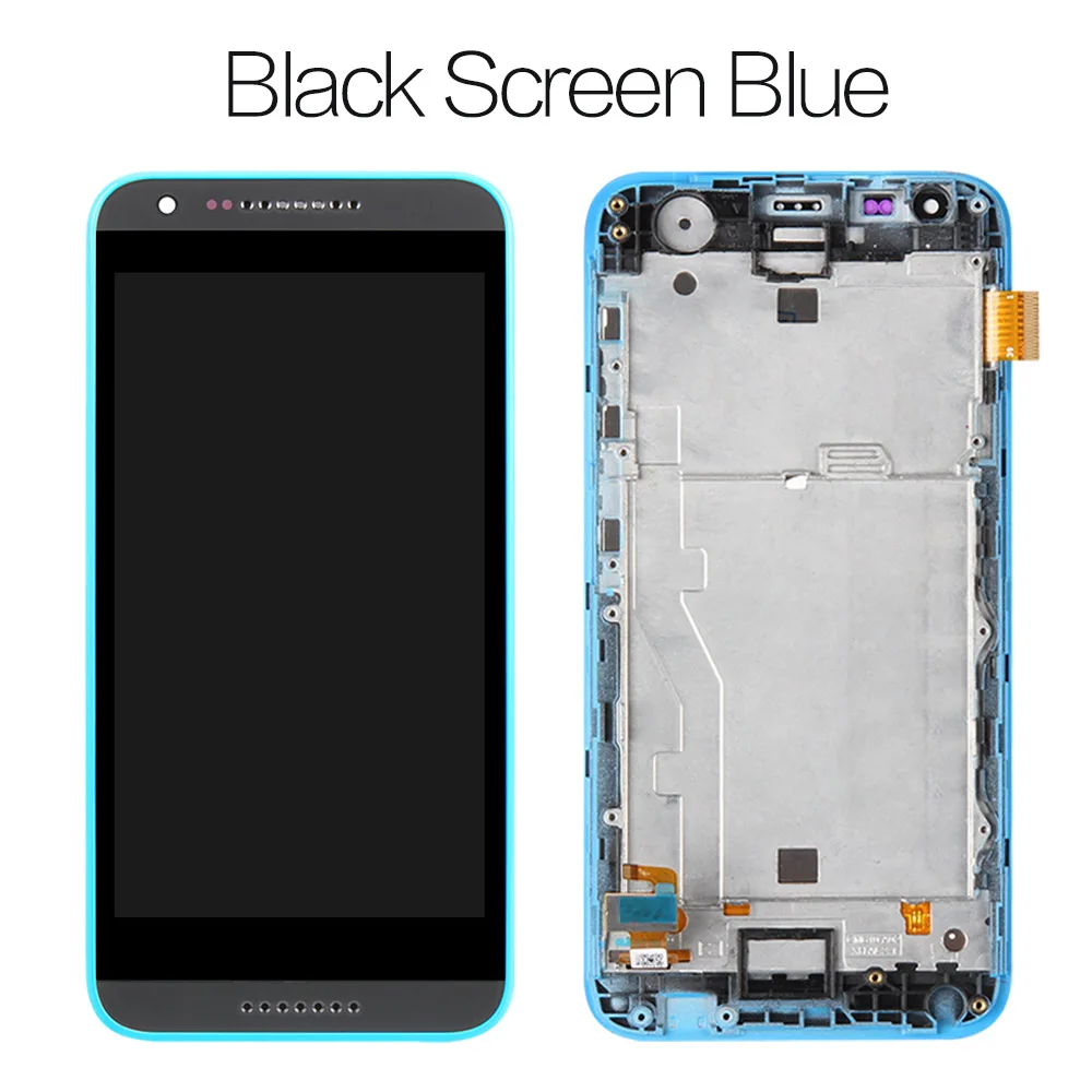 Сенсорный ЖК-экран для htc Desire 620G с рамкой для htc Desire 620G, дигитайзер, запасные части 620 620U 620T - Цвет: Black Screen I Blue