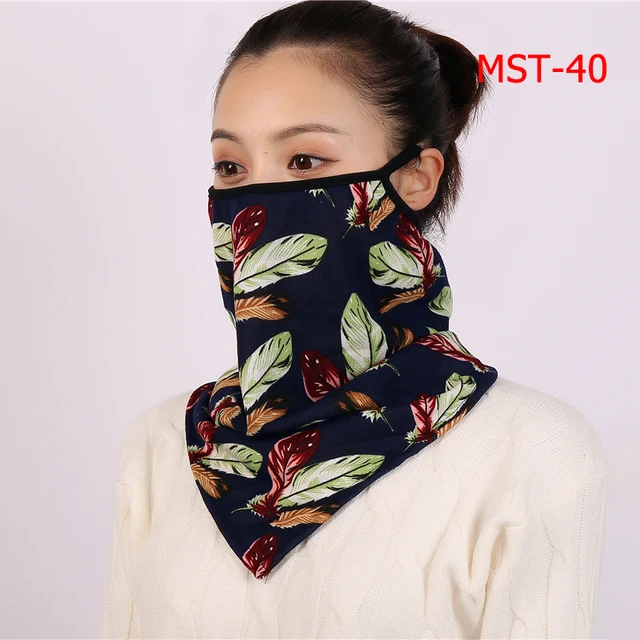 2021 Winter Face Mask Scarf Women Ring Neck Scarves Foulard Cotton Feeling Warm Fashion Print Men Outdoor Sport Unisex Bandana MST-40