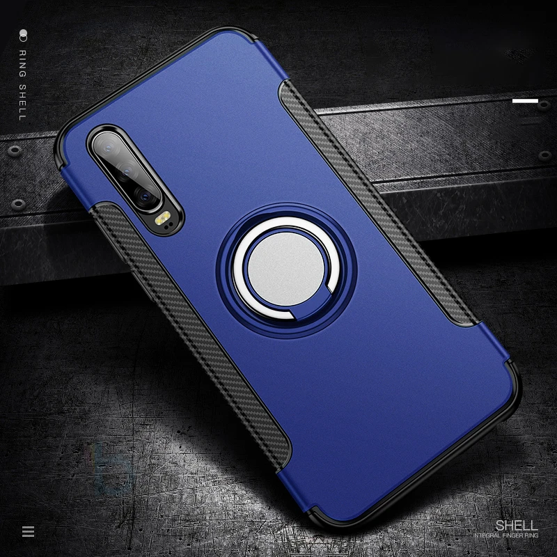 Магнитный чехол-кольцо 360 для huawei P Smart P20 P30 Pro Nova 3 3i 5 5i Honor 10 Lite 10i 20 20s 8X8 S силиконовый защитный чехол - Цвет: BSBlue