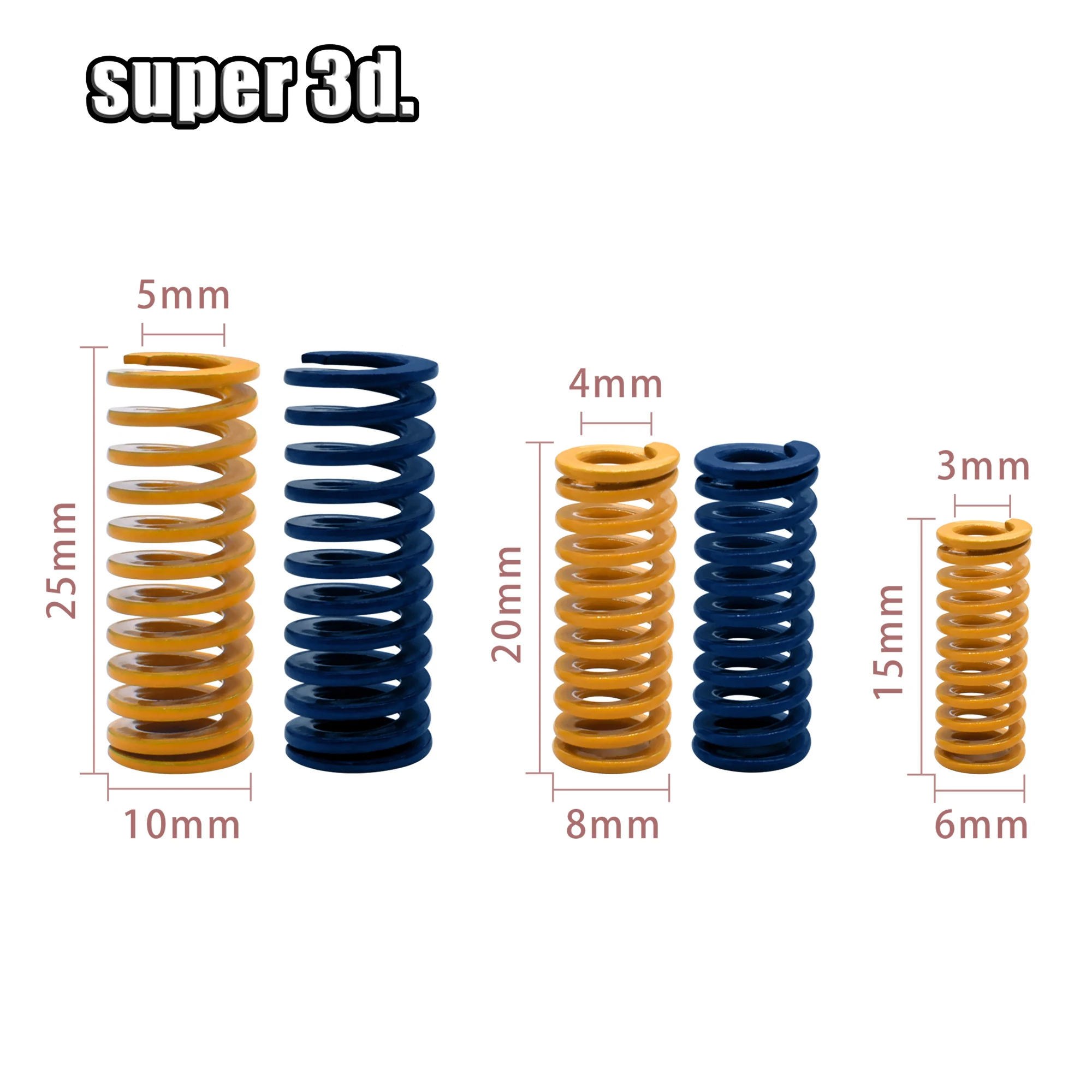 3D Printer Parts Spring for Heated Bed Leveling Extruder Strong Spring Bore 3/4/5mm Outer Diameter 6/8/10mm Length 15/20/25mm - 2