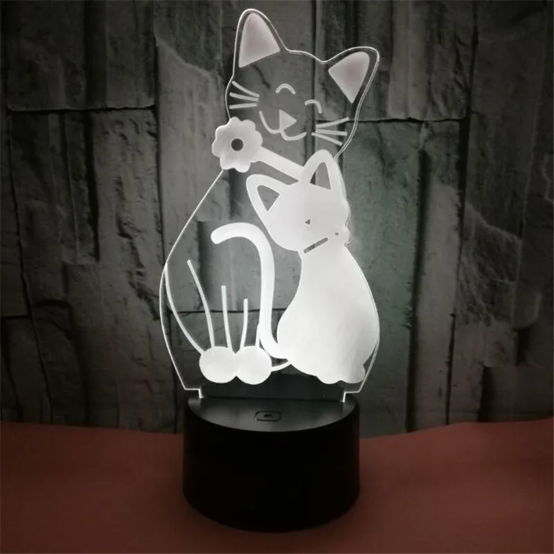 Cute Cat 3D LED Night Light Gifts Baby Home Decoration RGB Colorful USB Table Lamp Touch Remote Lampara Room Creative Lighting