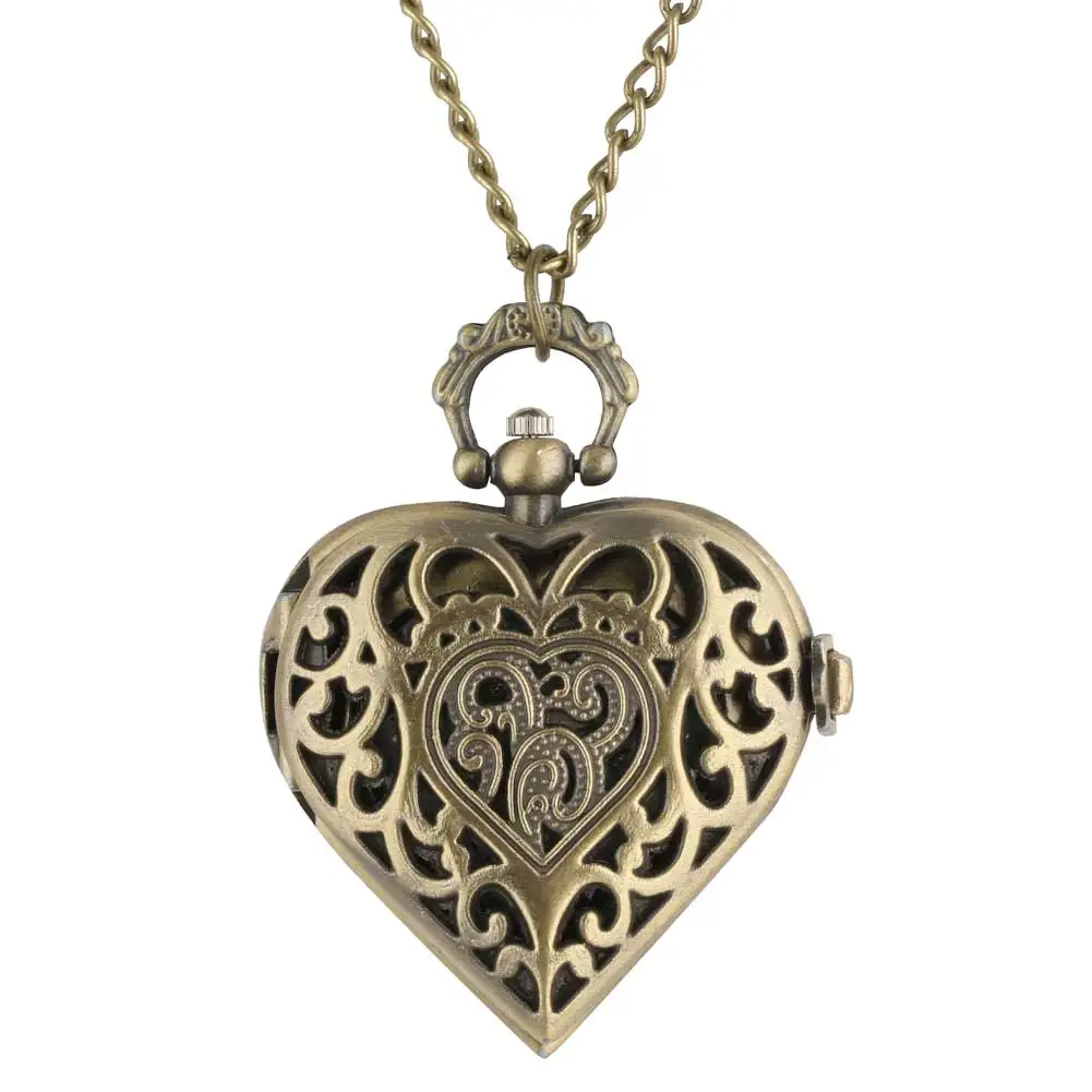 Специальные карманные часы с белым циферблатом в форме сердца с арабскими цифрами, прочные Часы Из бронзового сплава с подвеской для женщин