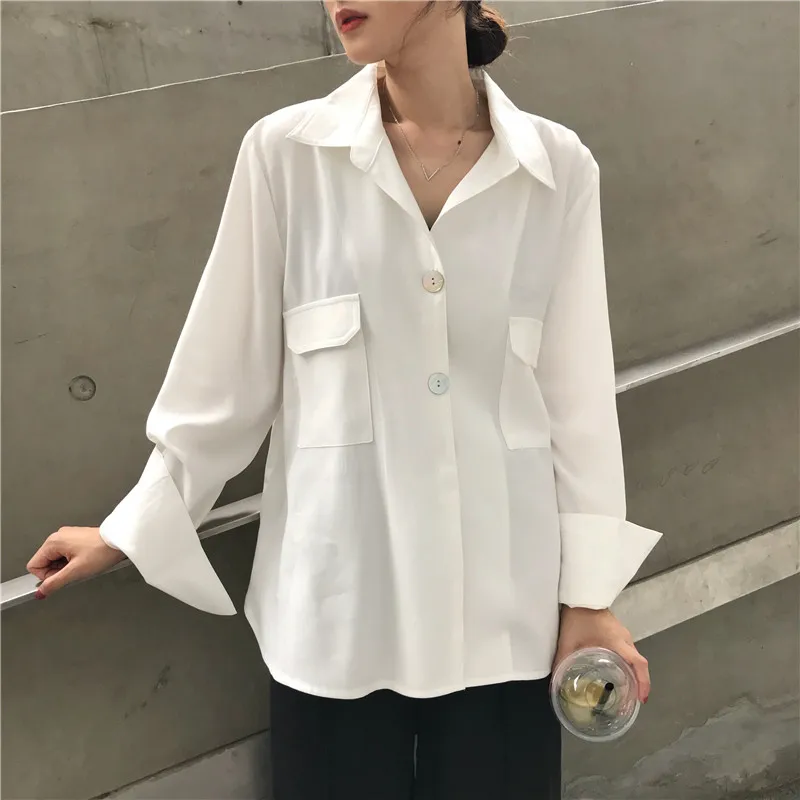 Heydress Женские однотонные офисные топы Простые блузки с отложным воротником и