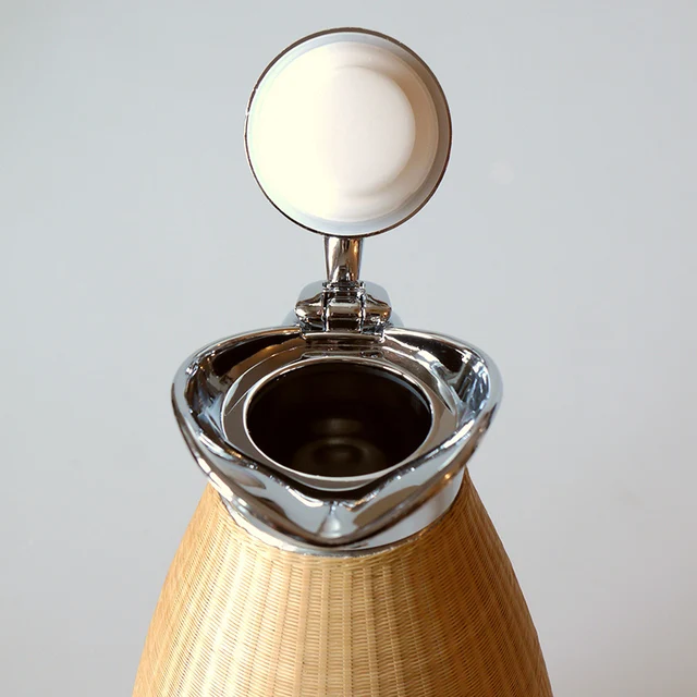 Rozsdamentes Acél Termosz Lapos Alsó Vizes Palack Teaház Háztartás Kézzel Készített Bambusz Szövés Nagy Kapacitású Termikus Vízforraló - Image 3