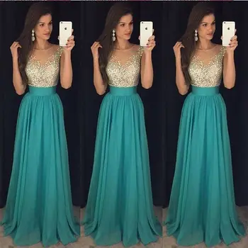 

Women Formal Wedding Sequins Bridesmaid Evening Party Ball Prom Gown Long Dress