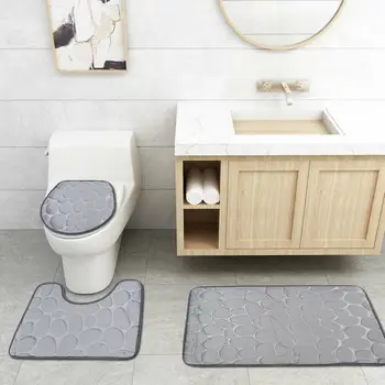 

3Pcs/set Bathroom Mat Pedestal Rug Function Non Slip Memory Push Bathroom Toilet Lid Cover Bath Mat Carpet Bathroom Toliet Rug
