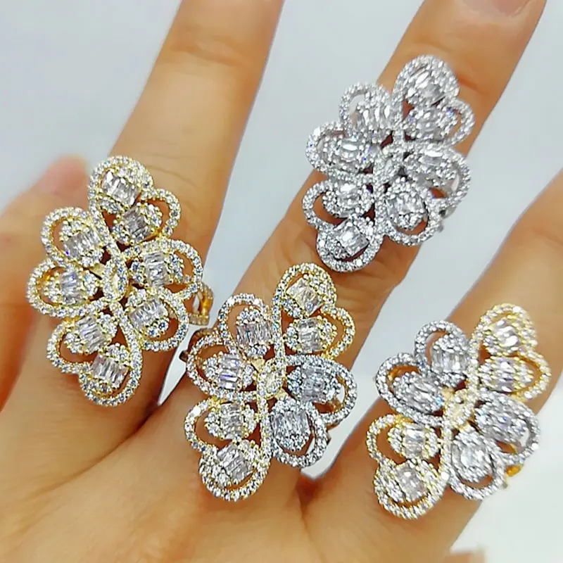 GODKI Роскошные Багет CZ смелые кольца с цирконием камни женские вечерние ювелирные изделия высокого качества