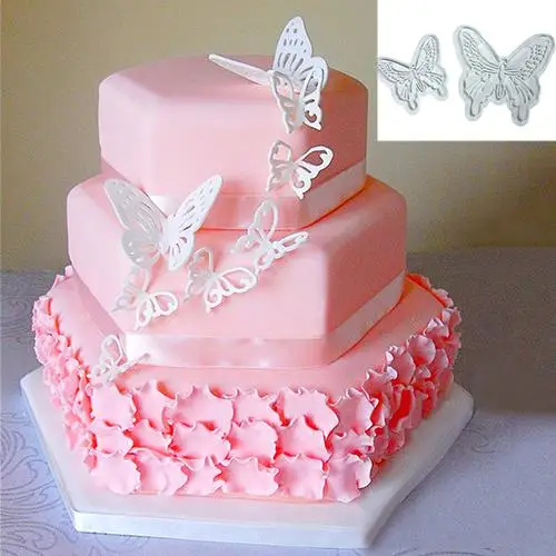 

2 Pcs Butterfly Cake Fondant Decorating Sugarcrafts Cookie Cutters Tool Mold use with fondant cakes, sugar paste, petal paste, D