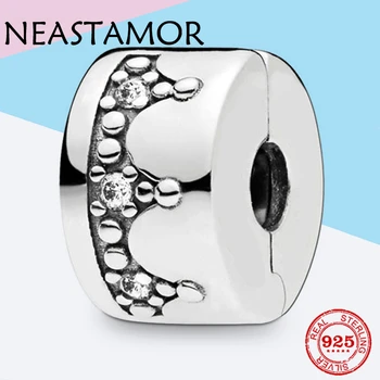 

Authentic 925 Sterling Silver Regal Crown Clips charms lock beads Fit Original Pandora Charms Bracelet Women Jewelry making