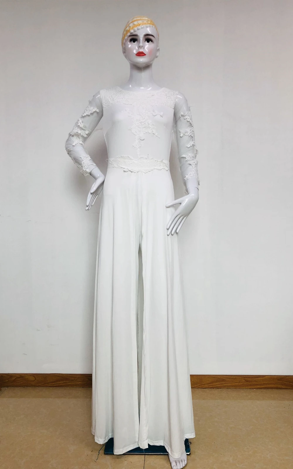 Rompers Sexy Jumpsuit Women Spring White Bodysuit Long Sleeve Fake Two Pieces Casual OL Work Elegant Lace Plus Size Tracksuit