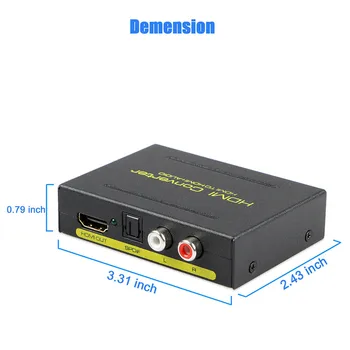 

HDMI to HDMI Optical + SPDIF + RCA L/R Extractor Converter Audio Splitter Adapter 1080P AC Power Adapter