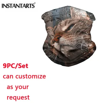 

INSTANTARTS Hot Sales Scarf Lovely Cat Printed Bandana 9pcs/Set Sport Hiking Scarf Balaclava Dustproof Elastic Magic Headband