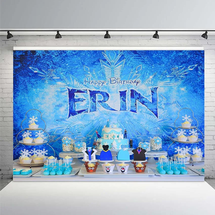 

Photography Backdrop Cartoon Frozen Snow Flake Winter Wonderland Birthday Party Photo Background Background Photo Studio