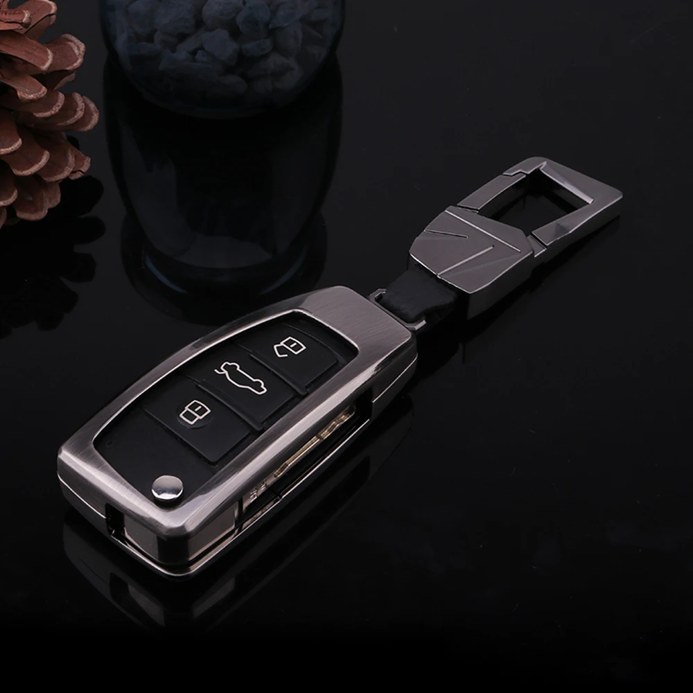 For Audi A3 A4 A6 A8 TT Key Cover Remote Case Car Bag Holder Cover Fob Protective Smart Remote Bag Holder Shell Kirsite BRUSH - Название цвета: 2