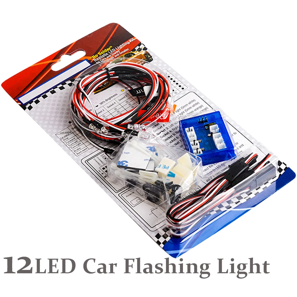 12LED Headlight+Signal Flashing Light System Kit For 1/8 1/10 RC Car Truck Light 