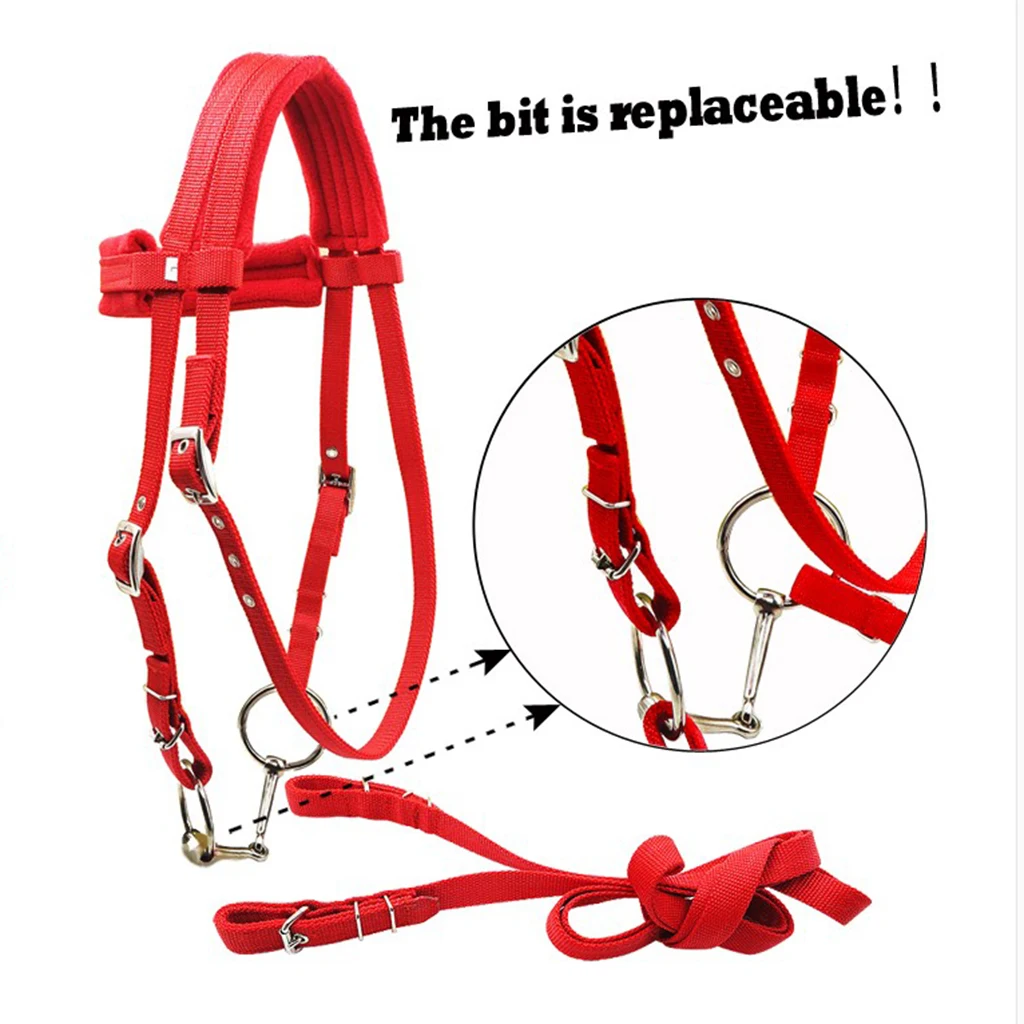 Horse Bridle Horse Rein Headstall Thickened Halter Equestrian Accessories Removable Snaffle Nylon Webbing Horse Riding Equipment