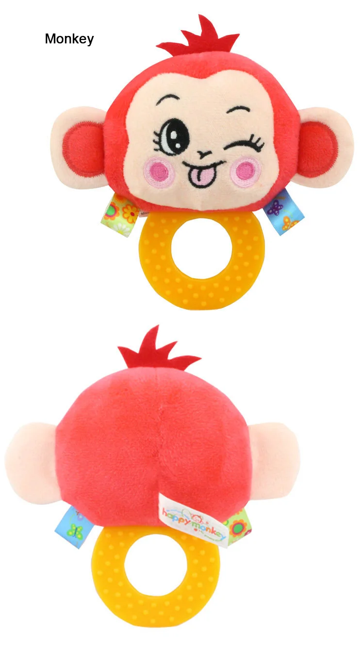 Happy monkey Baby BB Sounds погремушка детские колокольчики 0-1 Плюшевые игрушки животные погремушки ручные удерживающие желе грызунки-погремушки