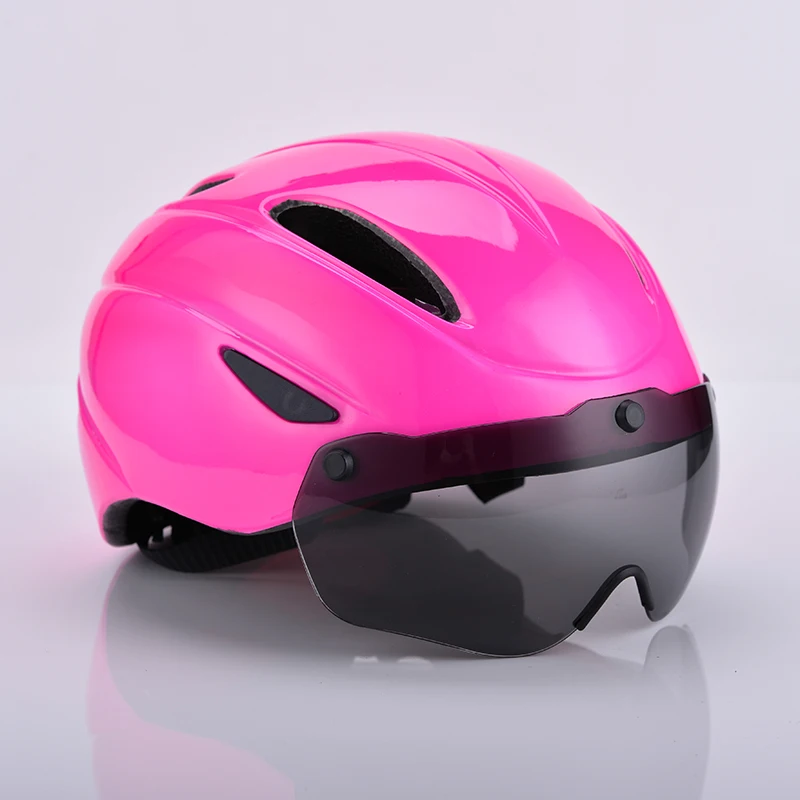 YB 18 PINK NO4 5 велосипедный шлем козырек Солнцезащитные очки объектив со светодиодным светильник casco bicicleta MTB дорожный горный велосипед шлем велосипедные очки - Цвет: YB 18 PINK