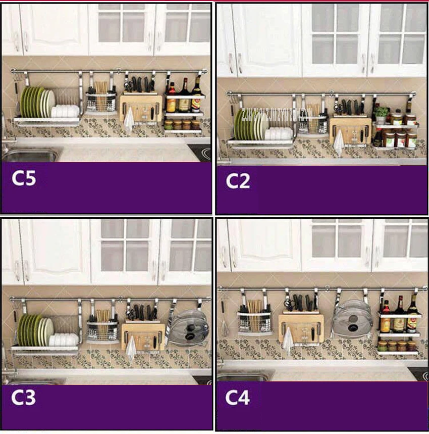 1256 кухонная полка из нержавеющей стали настенная стойка для специй держатель для палочек сушилка для посуды полка для ножей комбинированный Органайзер