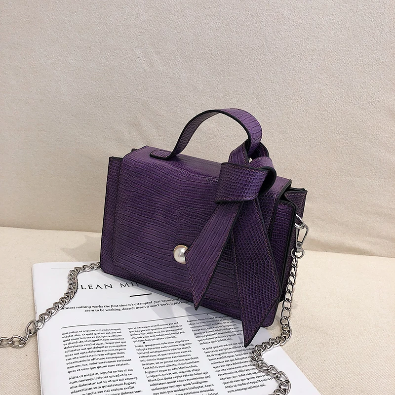 Роскошная брендовая Сумка-тоут с крокодиловым узором, модная новая качественная кожаная женская дизайнерская сумка на цепочке, сумка через плечо - Цвет: Фиолетовый