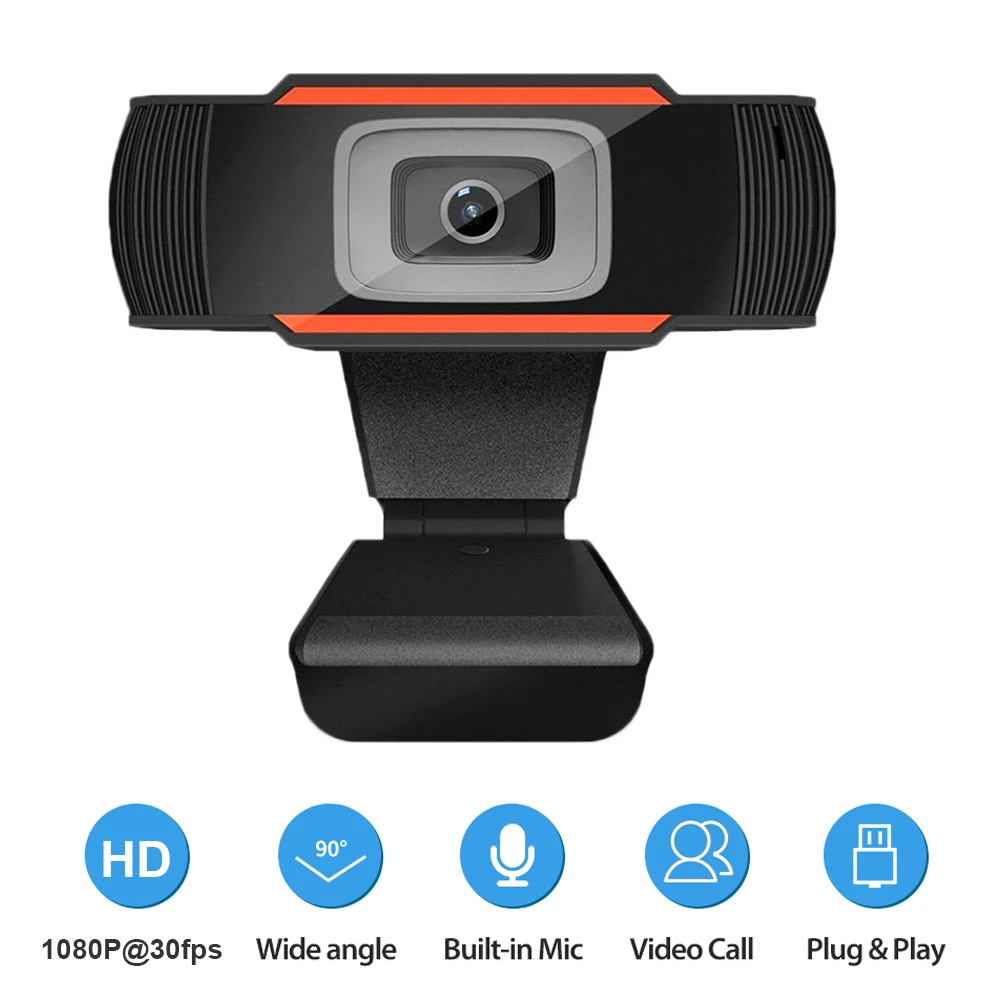 Camaras de video digitales Cámara Web Full HD 1080P con micrófono, Webcam con USB, Plug And Play, videollamada, para PC, ordenador, escritorio, Gamer, Webcast