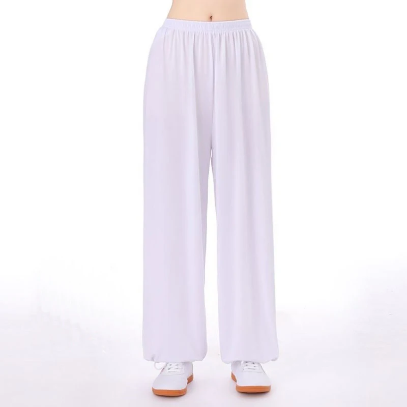 Unisex Tai Chi Pants Ice Silk Morning Exercise Summer Plus Size Loose Bloomers Practice Martial Arts Pant