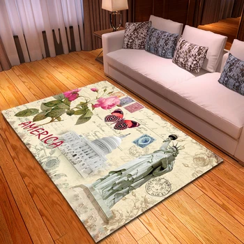 

Modern Home Decor Large Carpet Bedroom Rugs and Carpets Soft Flannel Non-slip Classic Stamps Pattern Area Rug for Living Room