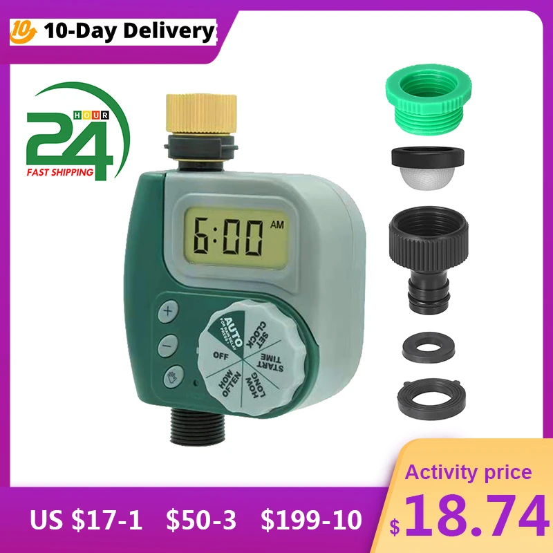 Automatic Water Timer Garden Irrigation Filter Connection Programmable Schedule Clock ON & Off Garden Watering Faucet Controller