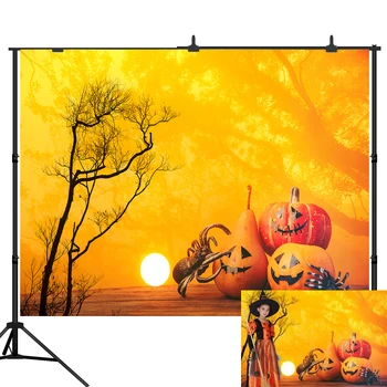 

Lyavshi photography backdrop Halloween pumpkin Wood floor spider photocall background photobooth photo studio