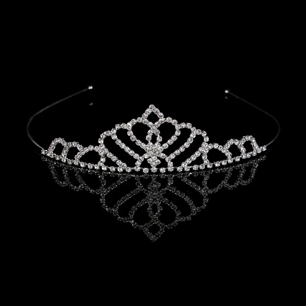 

Crystal Rhinestone Kids Tiara Headband Trendy Zinc Alloy Silver Plated Metal Tiara Hair Band Kid Girl Princess Prom Headbands