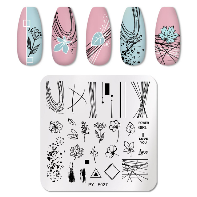 YOU Valentine's Day Nail Stamping Plates Rose Flower Love Theme Nail Art Plate Stainless Steel Nail Design Stencil Tools