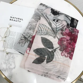 

fashion summer silk scarf flower breaking large cotton hemp scarf tourism seaside beach conditioning shawl dual purpose woman