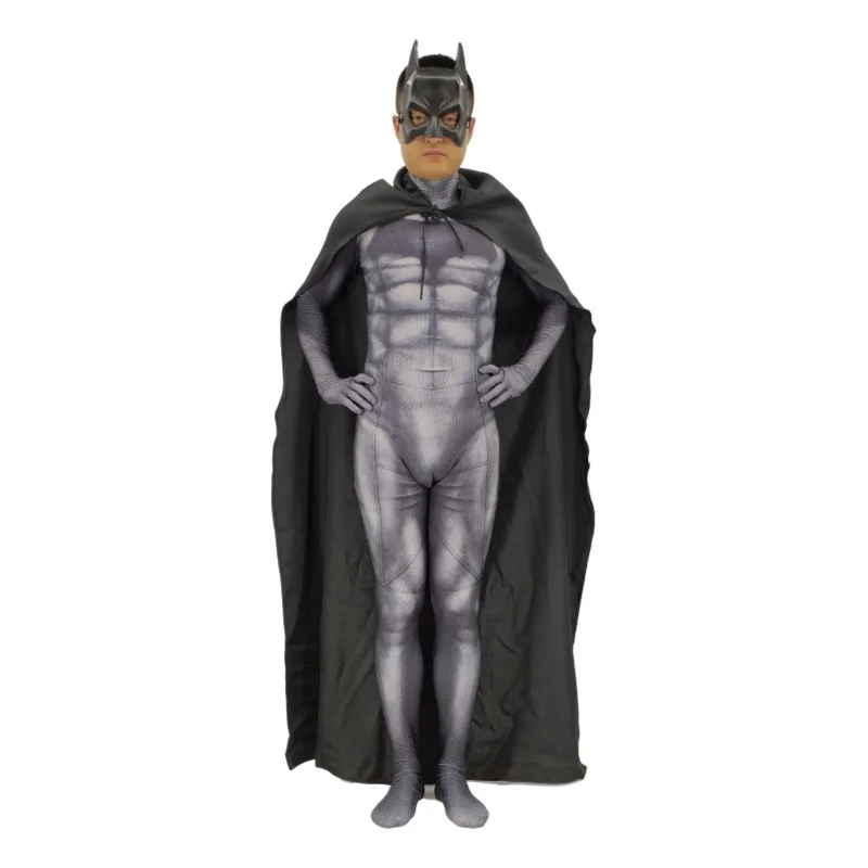 Костюм Бэтмена, Косплей Маска Костюм с жакетом Темный рыцарь Брюс Уэйн костюм супергероя на Хэллоуин зентай боди комбинезон для взрослых - Цвет: Batman A