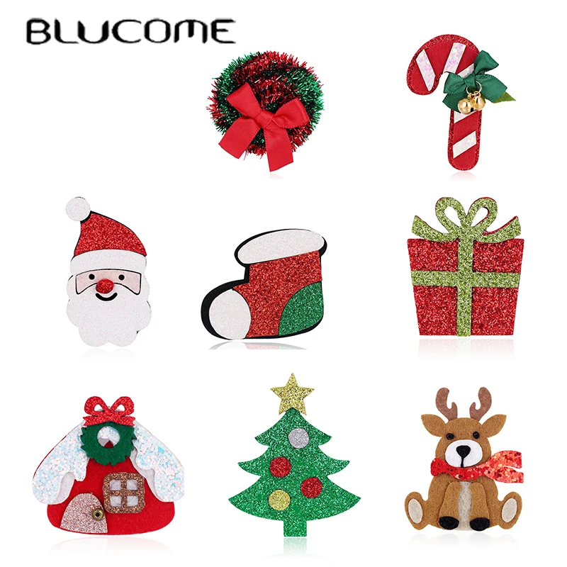 Новогодние и рождественские броши Blucome милый Санта Клаус лось олень костыль