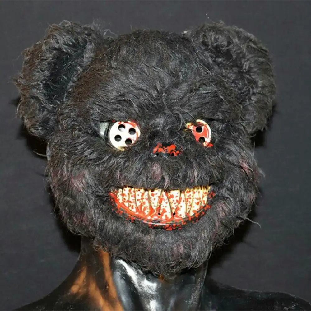 

2019 Halloween Full Face Mask Bloody Teddy Bear And Bloody Killer Rabbit Masquerade Scary Plush Mask Cosplay Horror Mask