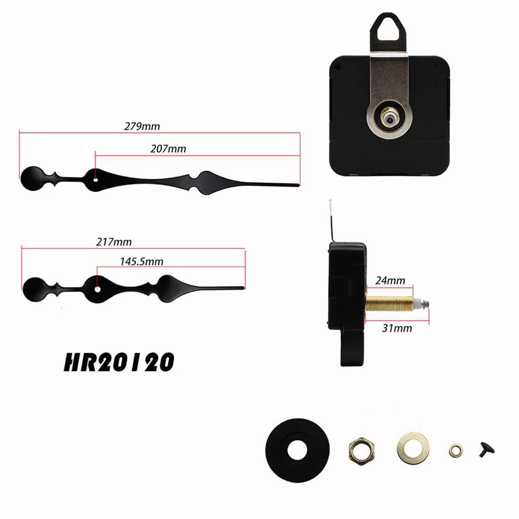 Quartz DIY Wall Clock Movement Wall Mounted Clock Movement Mechanism Silent Sweep Quartz with 2 Long Hands Kit