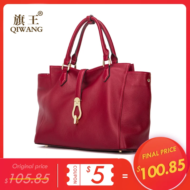 

Qiwang Luxury Brand Handbag for Women Large Shoulder Bags 2019 Genuine Soft leather Tote Bag Designer Lady Top-handle Hand Bags