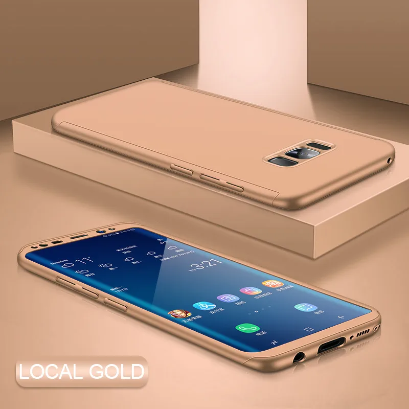 360 чехол с полной защитой для samsung Galaxy S10 S9 S8 Plus S7 Edge, Роскошный чехол для телефона Note 10 9 8 Plus, чехол - Цвет: Золотой