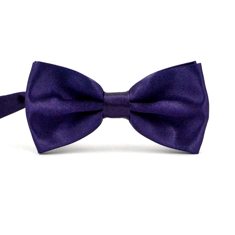 Dark purple Одноцветный двухслойный галстук-бабочка для мужчин и мальчиков, мужской модный деловой Свадебный галстук-бабочка, подходит для мужчин, аксессуары для рубашки - Цвет: Dark purple