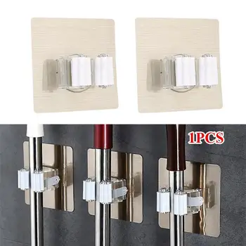 

Wall Mounted Shelf Hanger Portable Removable Mop Clip Mop Clamp Tools Brush Broom Durable Kitchen Organizer Self-Adhesive