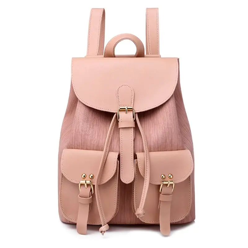 

Women Drawstring Backpack Shoulder Bag Leather School Travel Daypack