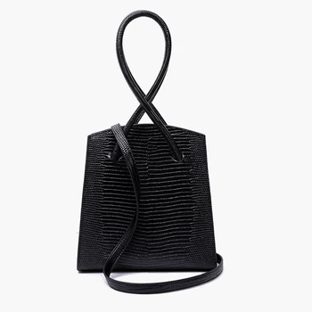 

Europe style design women bag lizard pattern genuine leather handbag retro Crossbody bag ins net Red same shoulder messenger bag